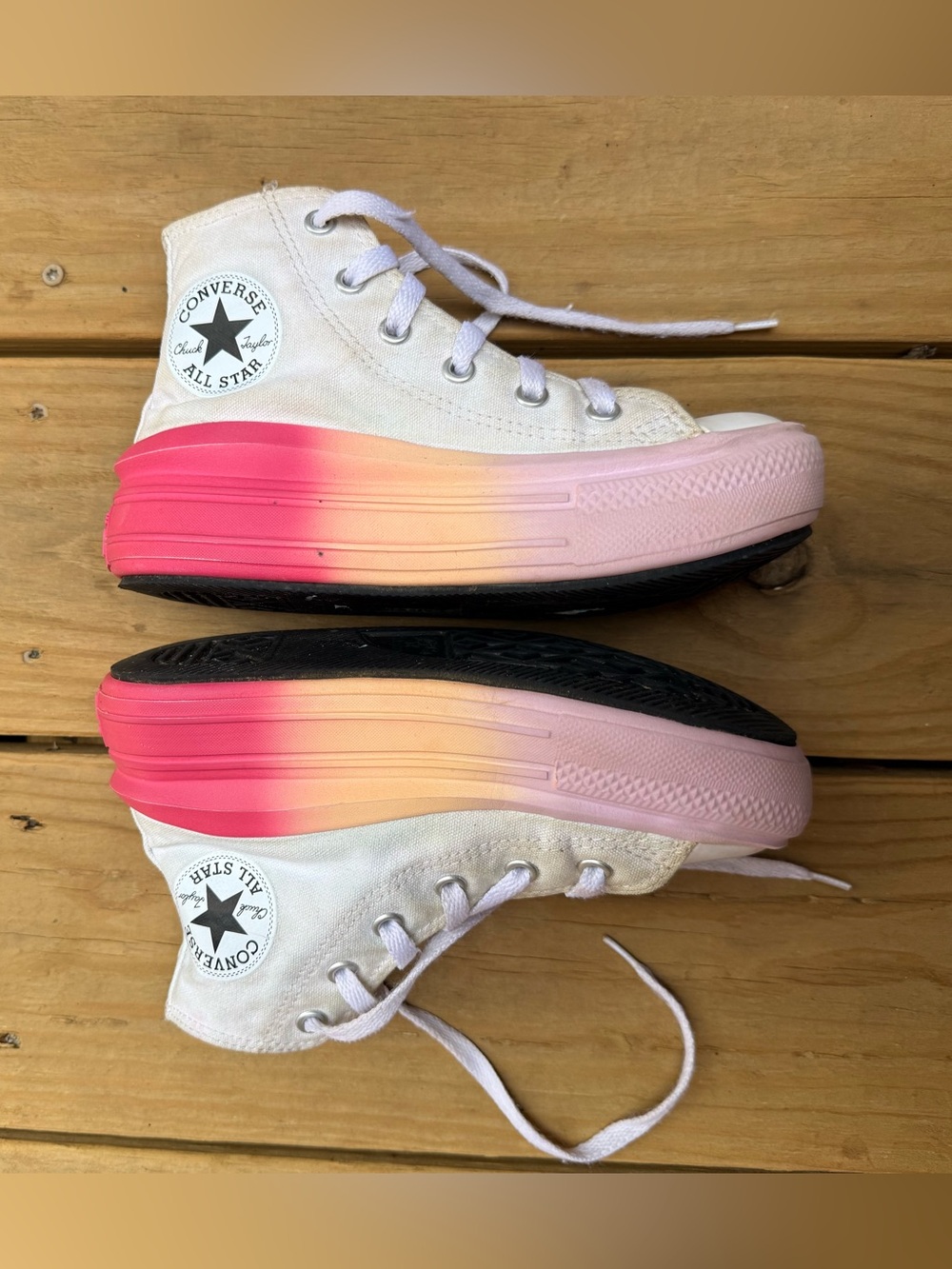 Converse Kid Shoes Sz 13 Taylor All Star Move Platform White Pink Ombre A